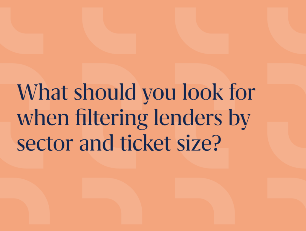 lenders by sector and ticket size